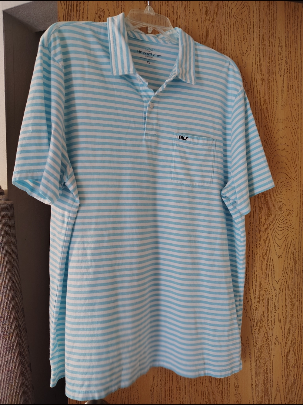 Vineyard Vines Light Blue & White Horizontal Stripe Polo